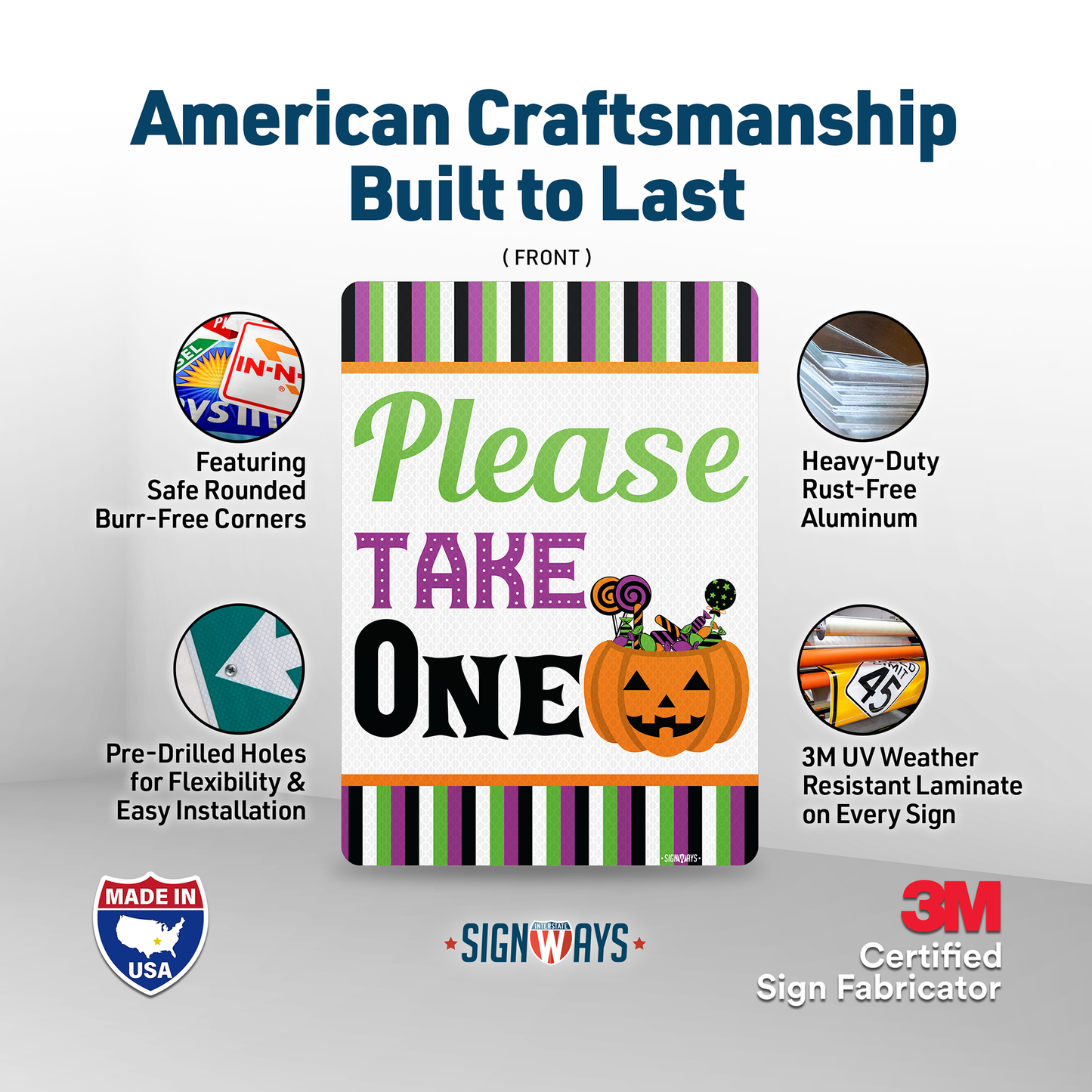 Trick or Treat Sign, Please Take One / Boo Out of Candy Halloween Double Sided Sign 10x14”