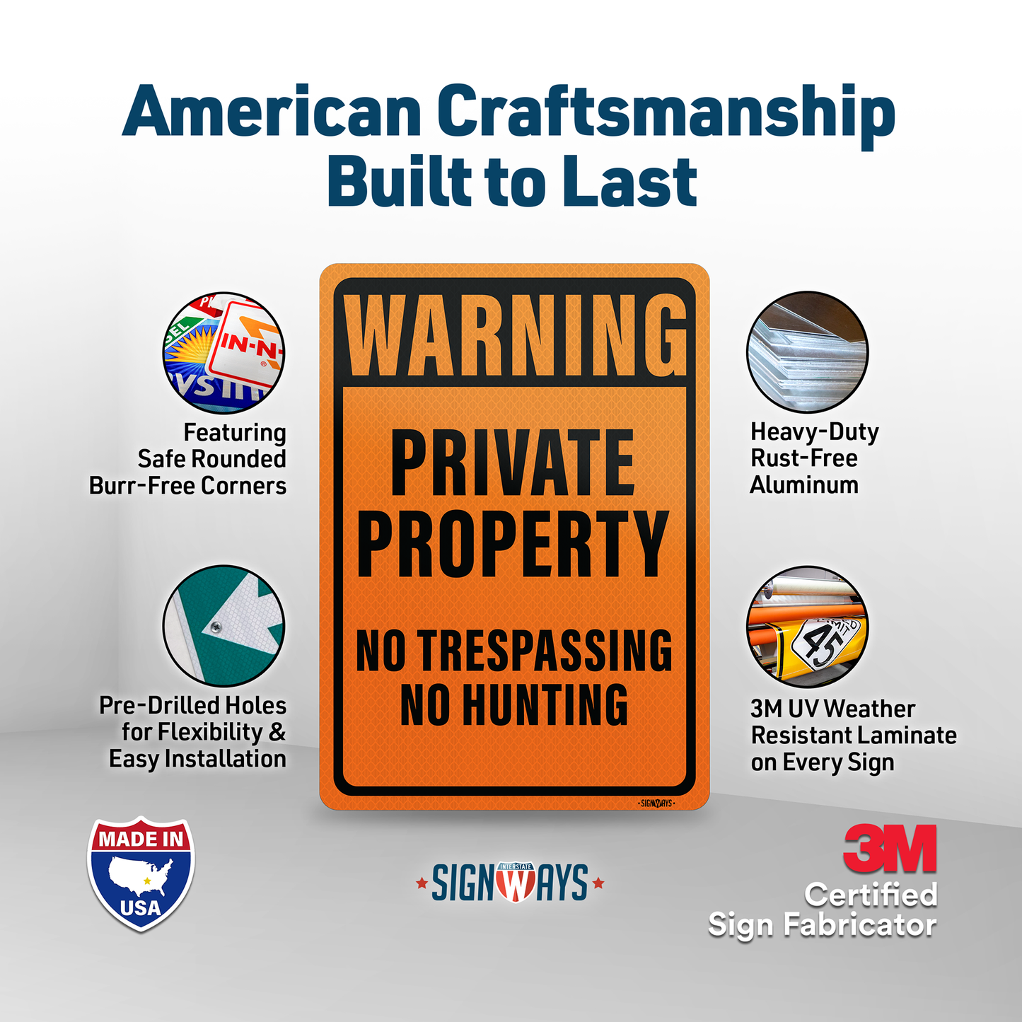 No Trespassing Private Property Metal Sign | Reflective Orange Black 10x14”