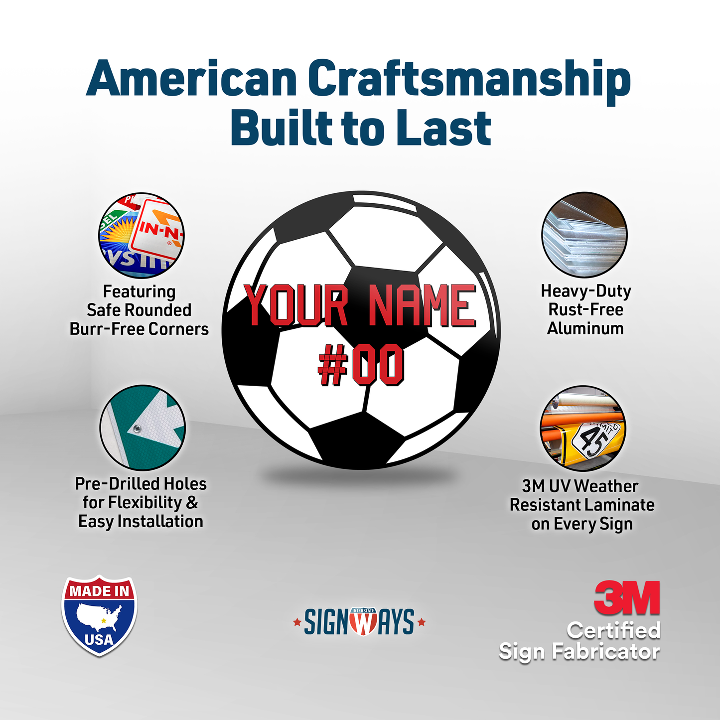 Personalized Soccer Ball Name Sign | Soccer Room Decor for Boys | 18x18"