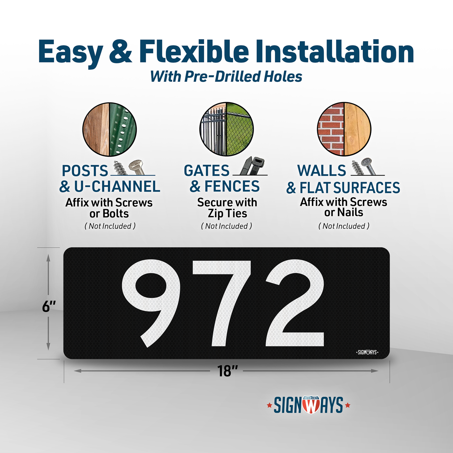 SignWays 911 Address Reflective Signs | Custom Double-Sided House Numbers Horizontal