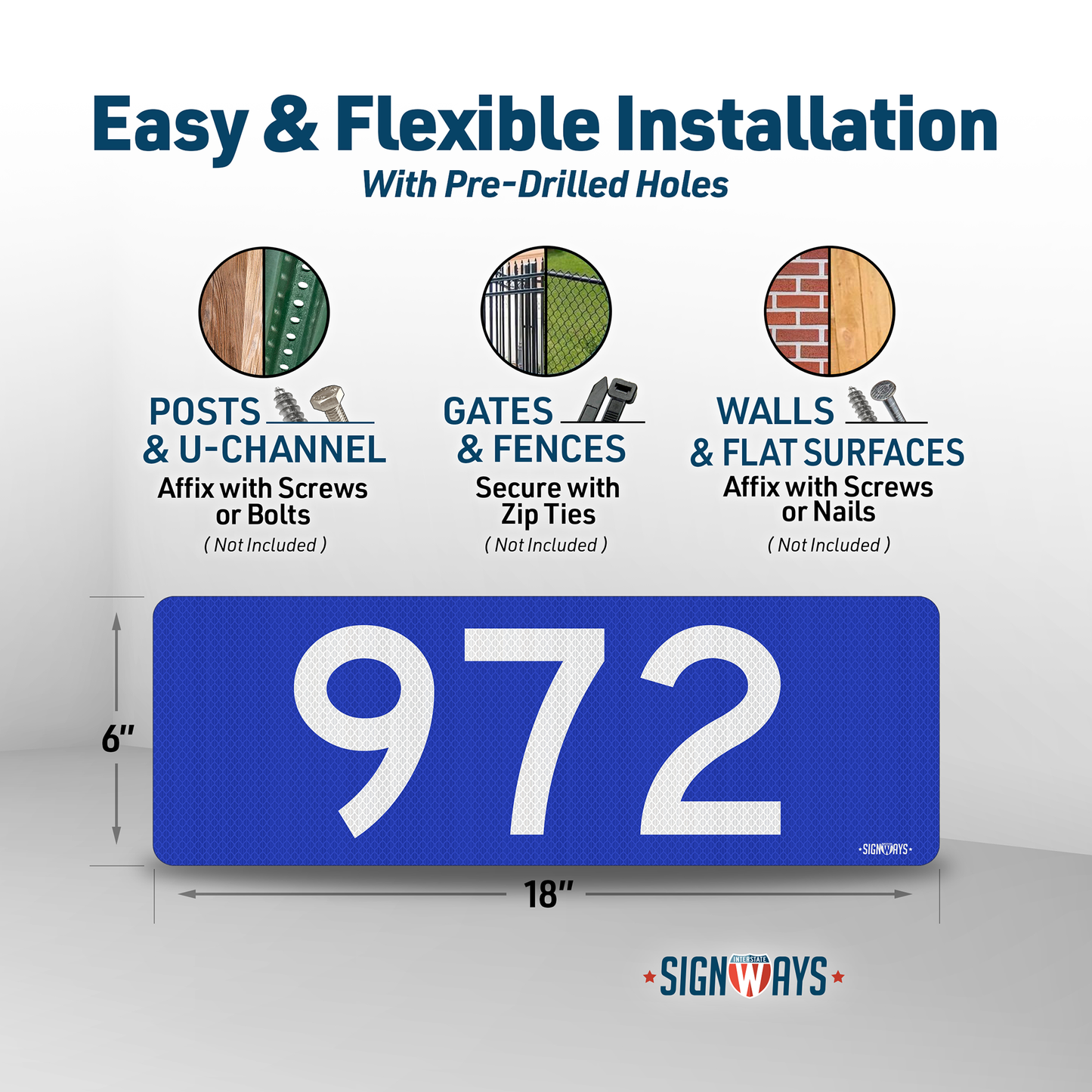 SignWays 911 Address Reflective Signs | Custom Double-Sided House Numbers Horizontal