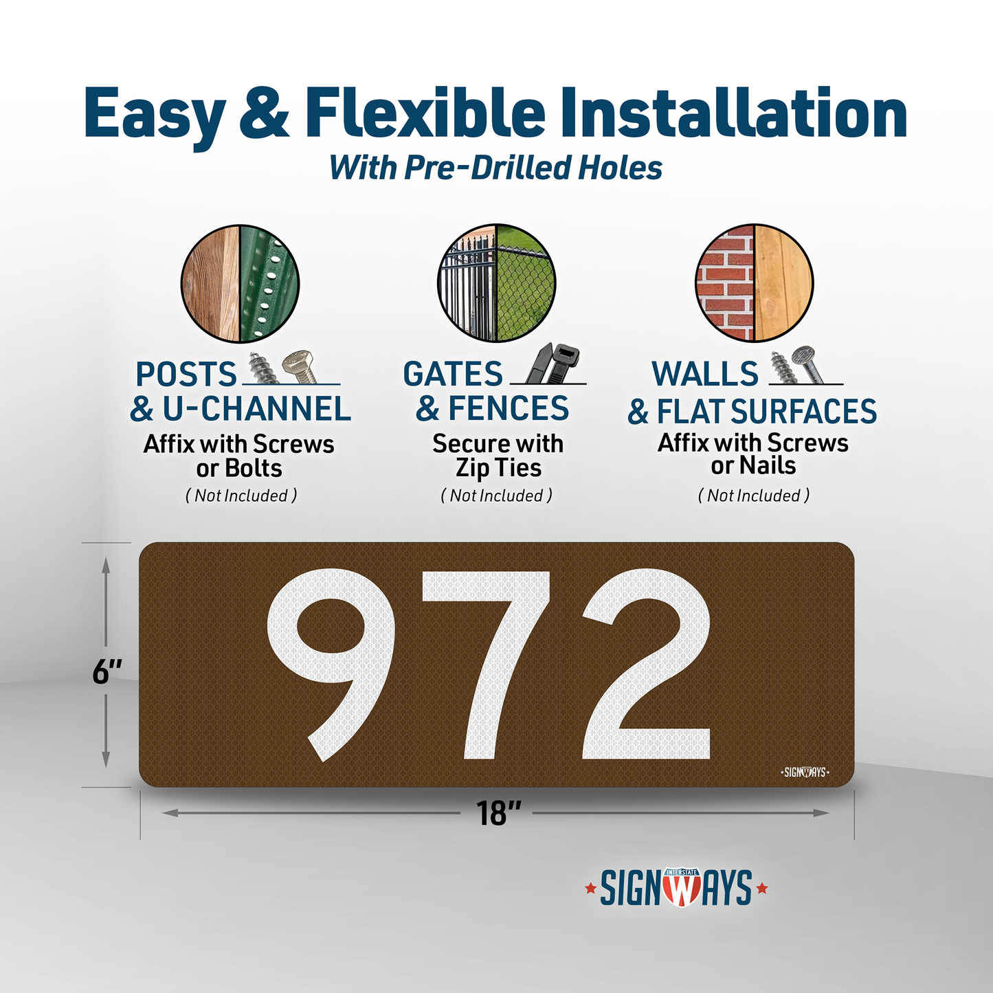 SignWays 911 Address Reflective Signs | Custom Double-Sided House Numbers Horizontal