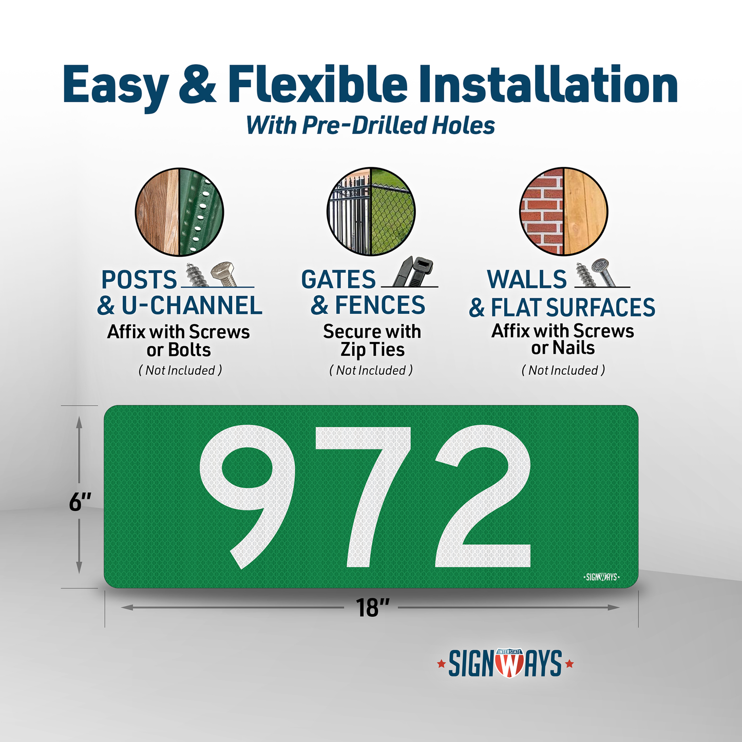 SignWays 911 Address Reflective Signs | Custom Double-Sided House Numbers Horizontal