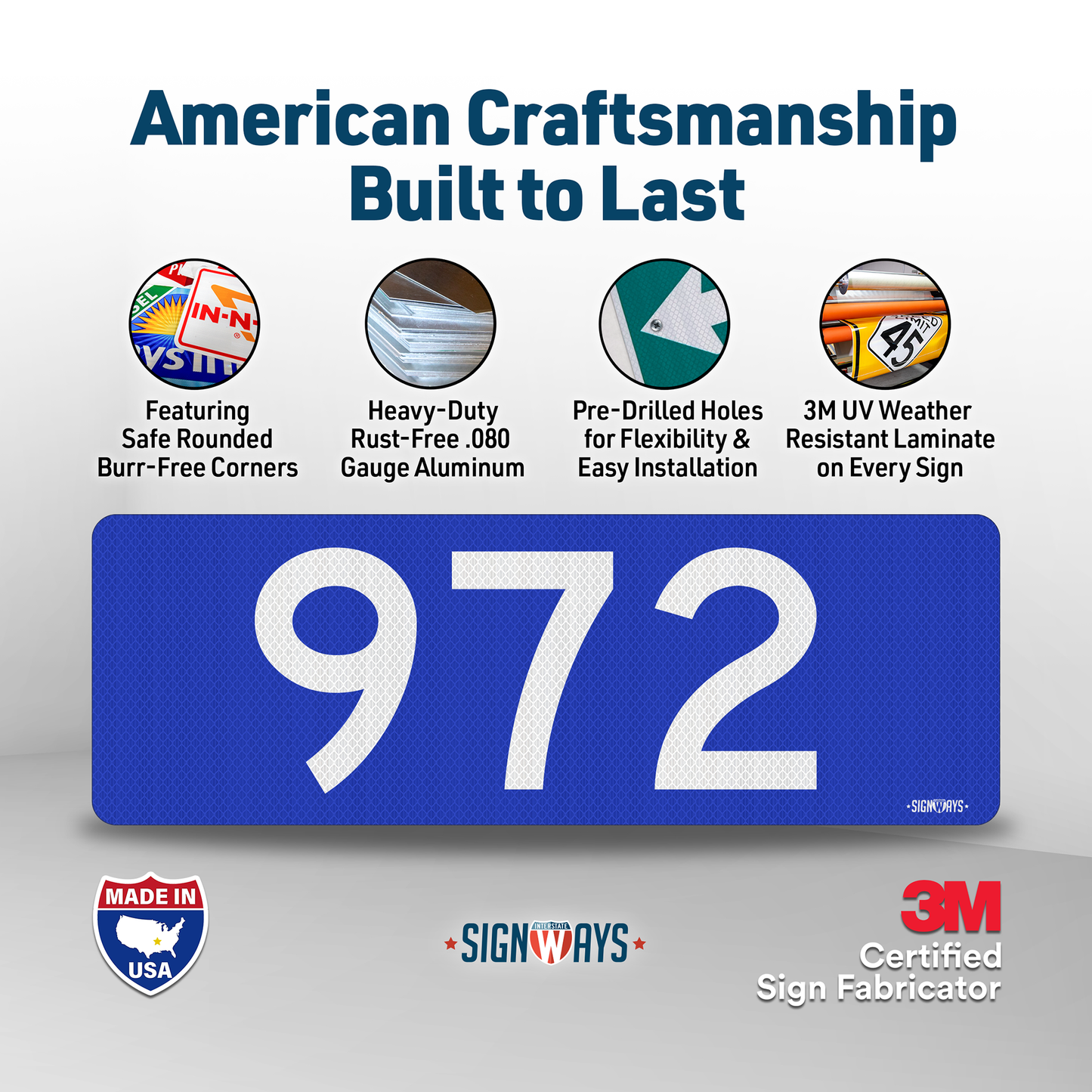 SignWays 911 Address Reflective Signs | Custom Double-Sided House Numbers Horizontal
