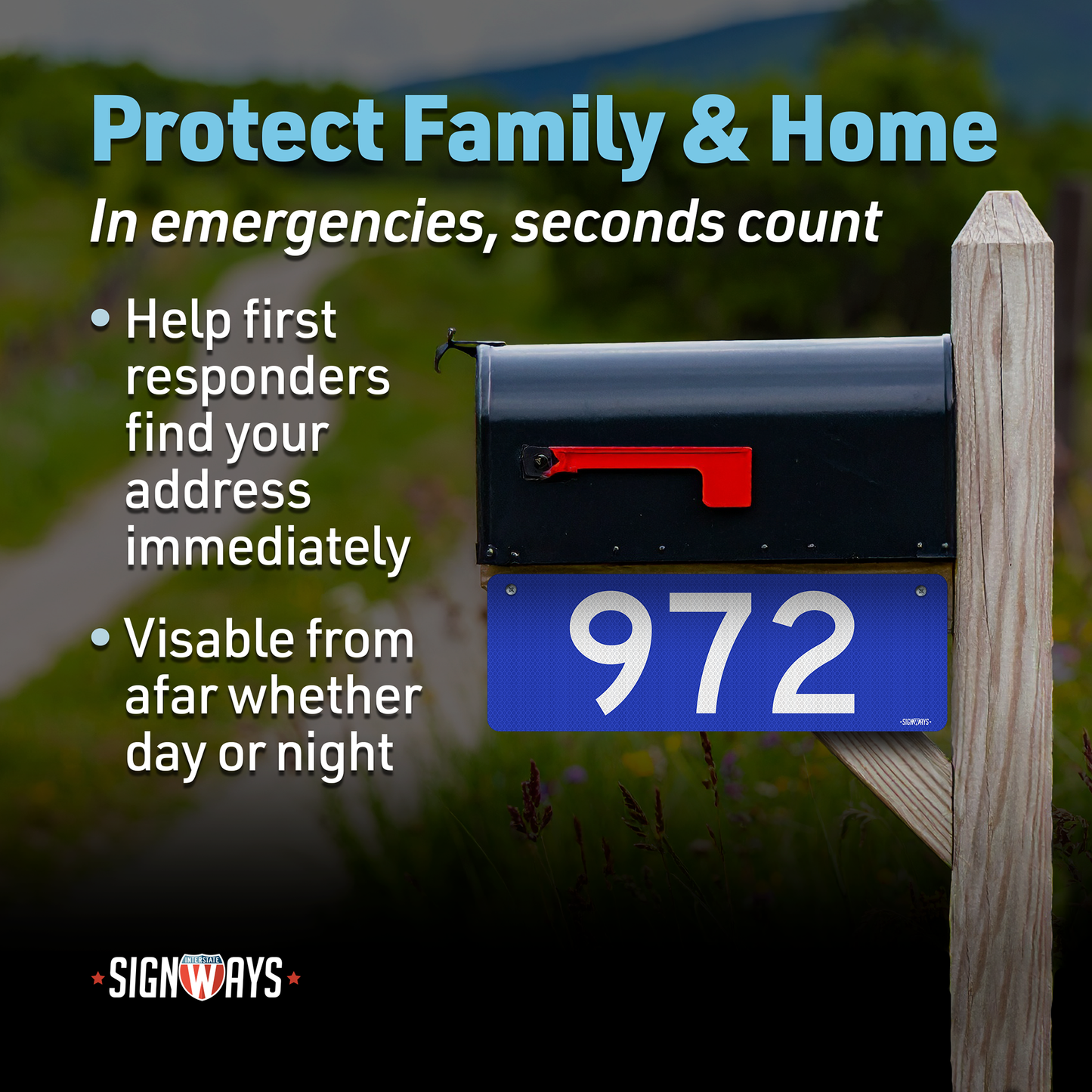 SignWays 911 Address Reflective Signs | Custom Double-Sided House Numbers Horizontal