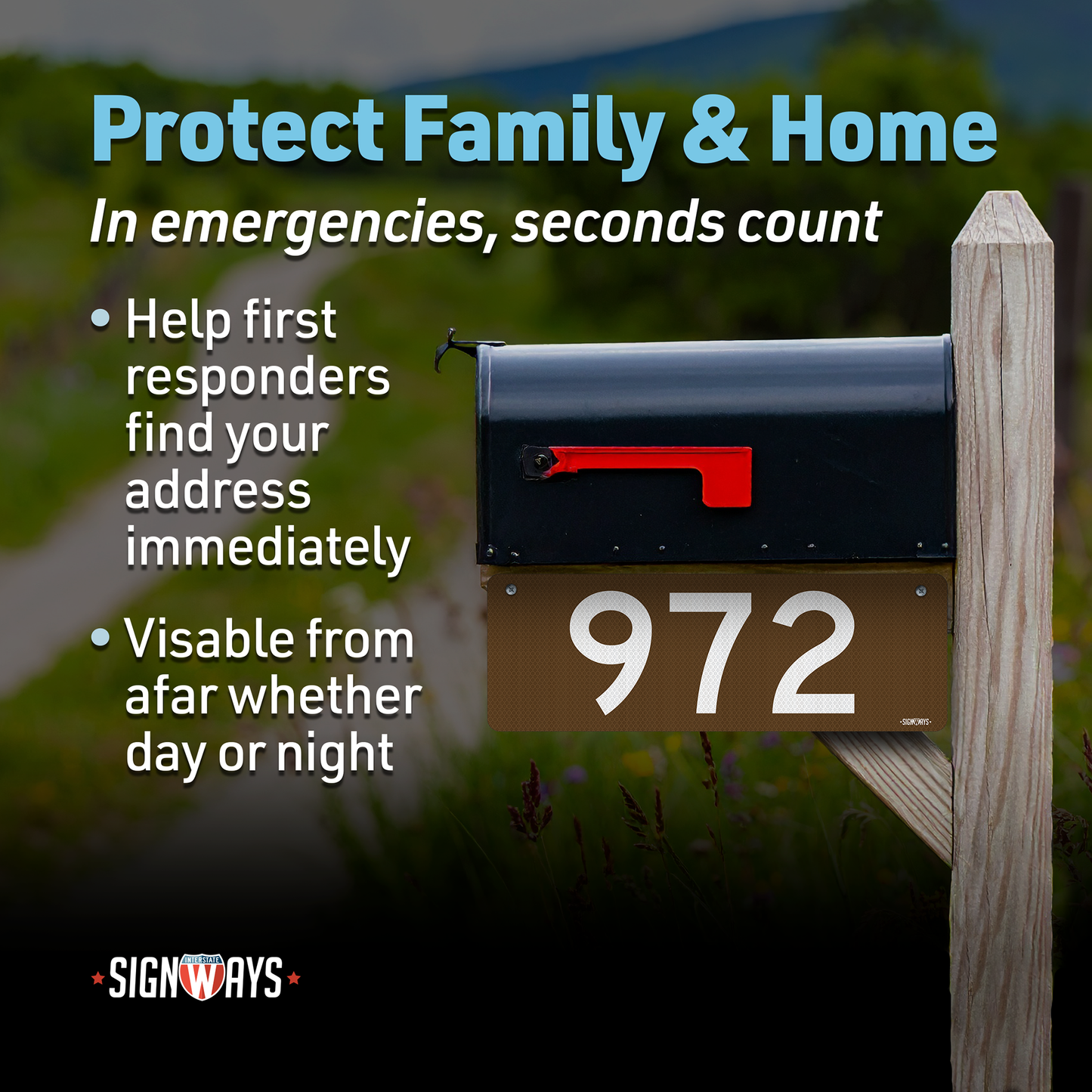SignWays 911 Address Reflective Signs | Custom Double-Sided House Numbers Horizontal