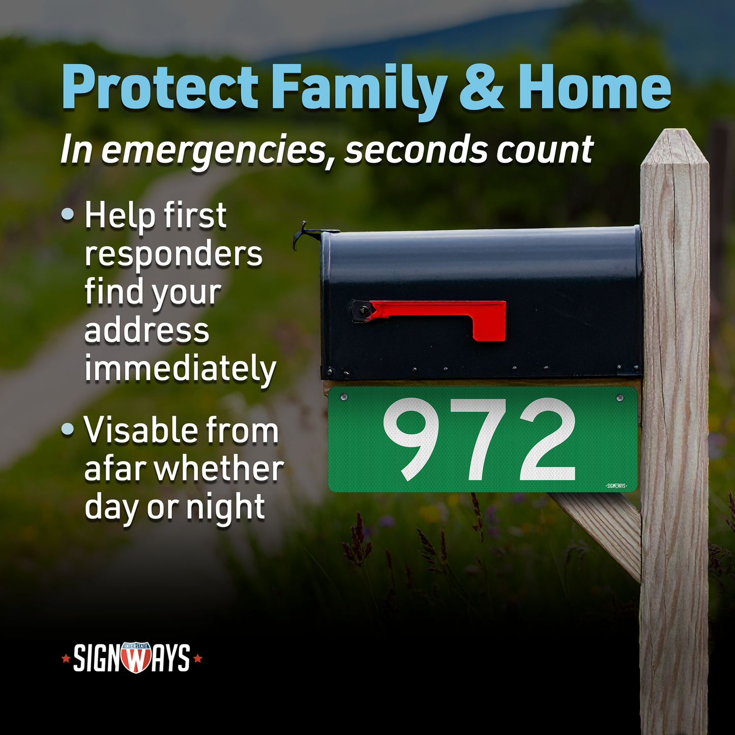 SignWays 911 Address Reflective Signs | Custom Double-Sided House Numbers Horizontal