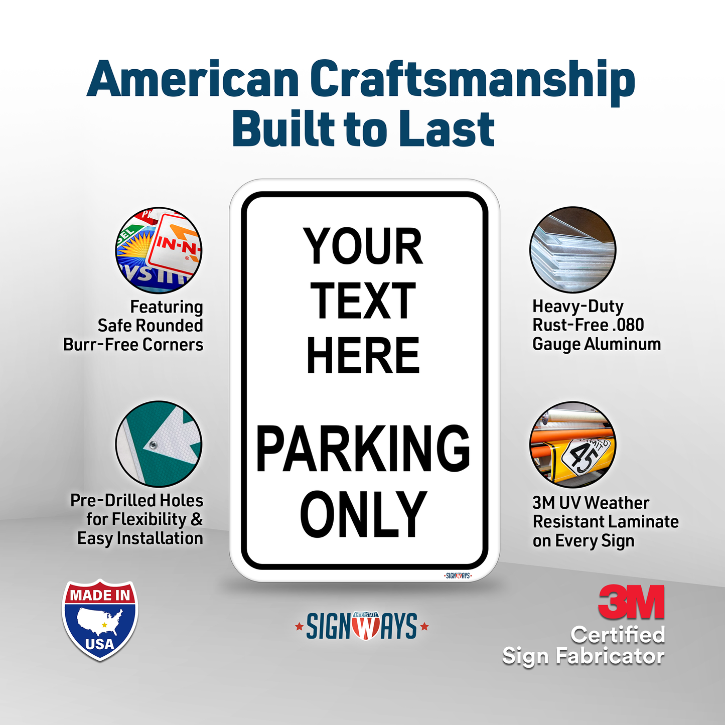 Parking Signs for Outside | Custom Sign Outdoor Metal | Design Color Font Text | 12x18”