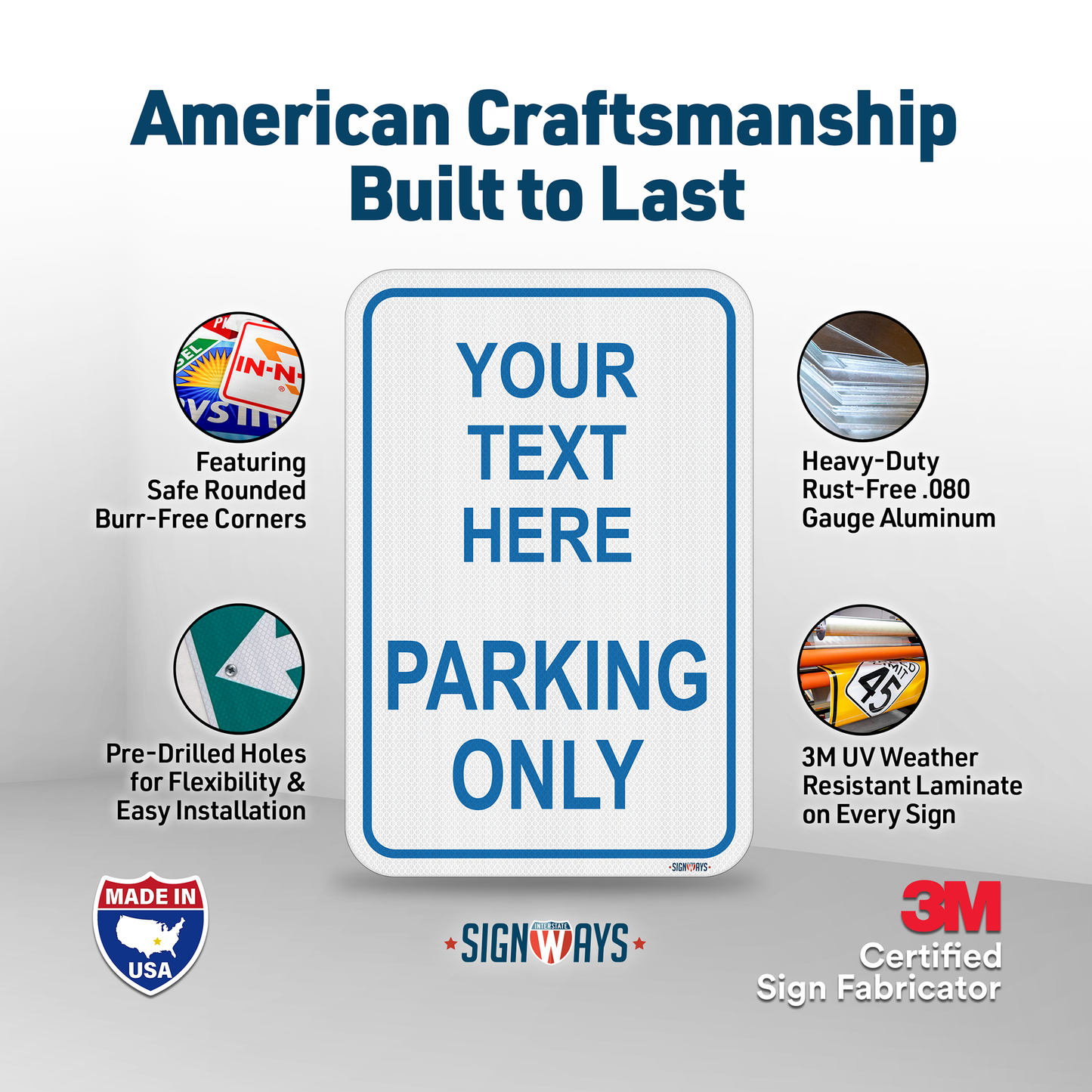 Parking Signs for Outside | Custom Sign Outdoor Metal | Design Color Font Text | 12x18”