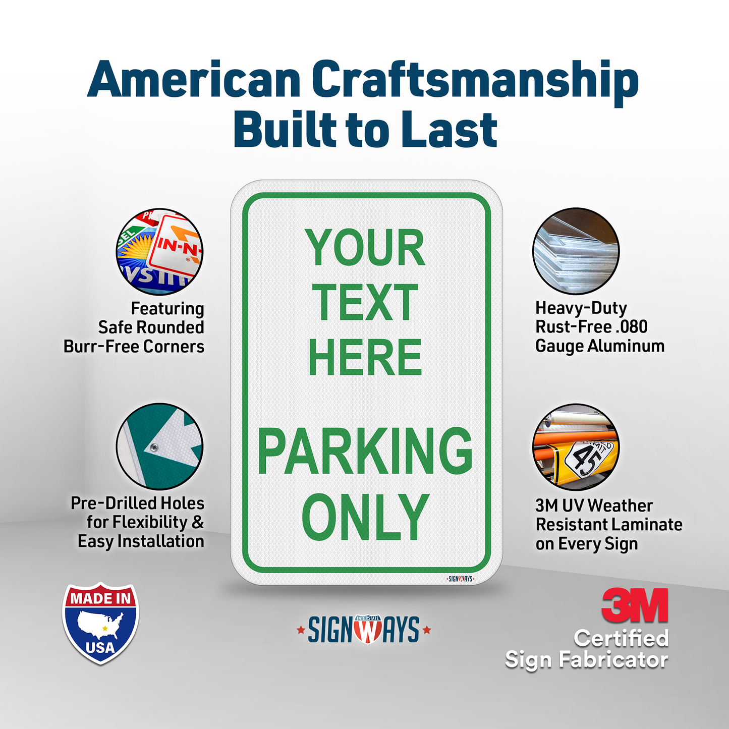Parking Signs for Outside | Custom Sign Outdoor Metal | Design Color Font Text | 12x18”