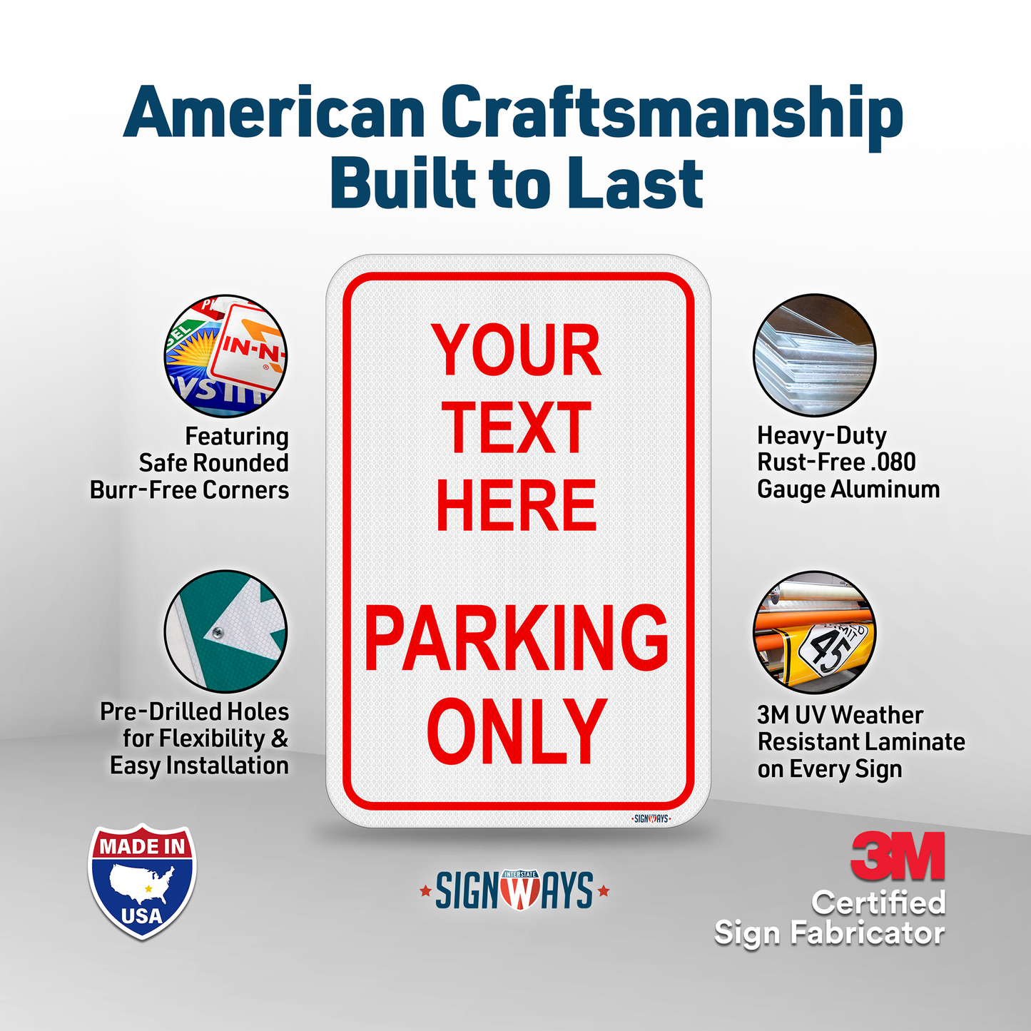 Parking Signs for Outside | Custom Sign Outdoor Metal | Design Color Font Text | 12x18”