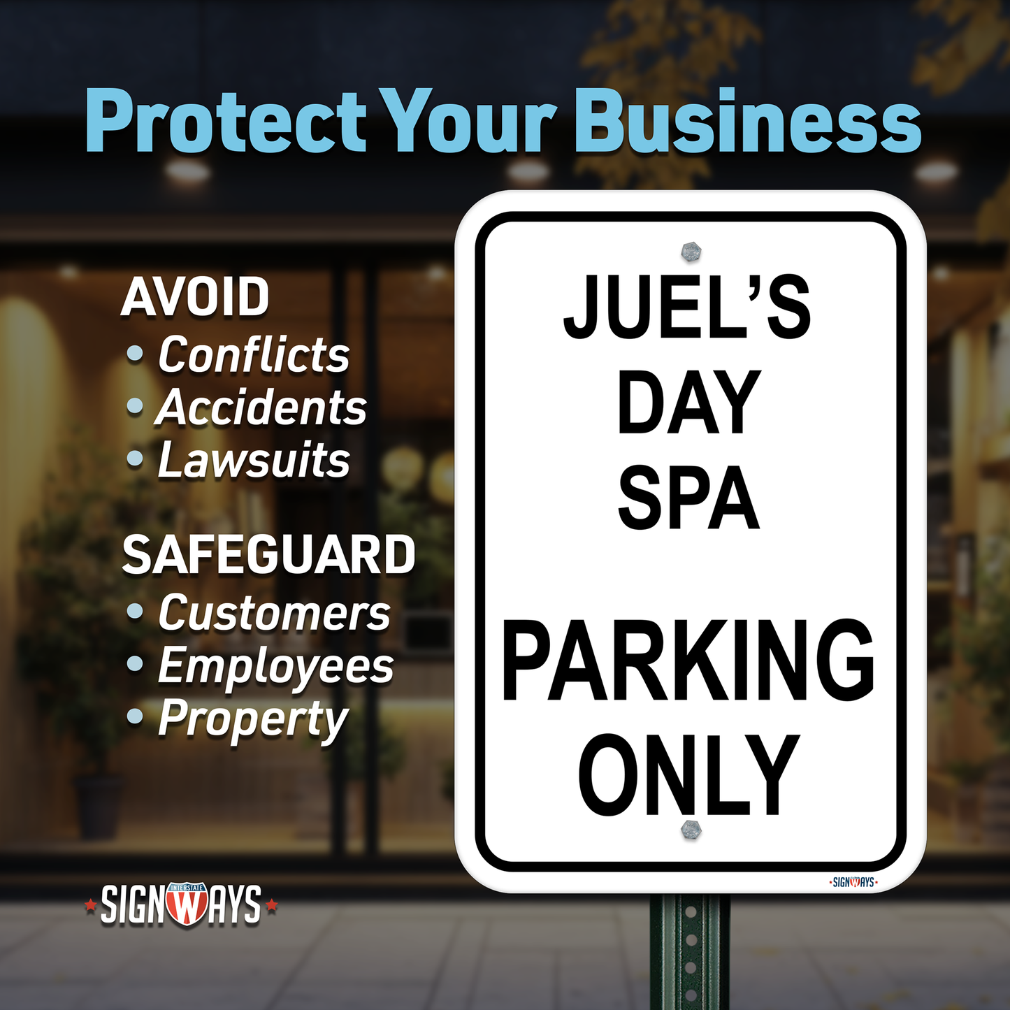 Parking Signs for Outside | Custom Sign Outdoor Metal | Design Color Font Text | 12x18”