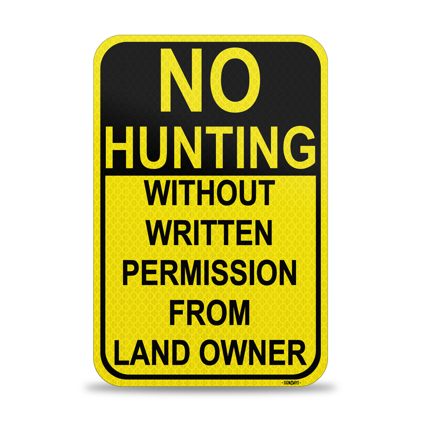 SignWays No Hunting Signs Private Property | (Yellow and Black) 12x18”