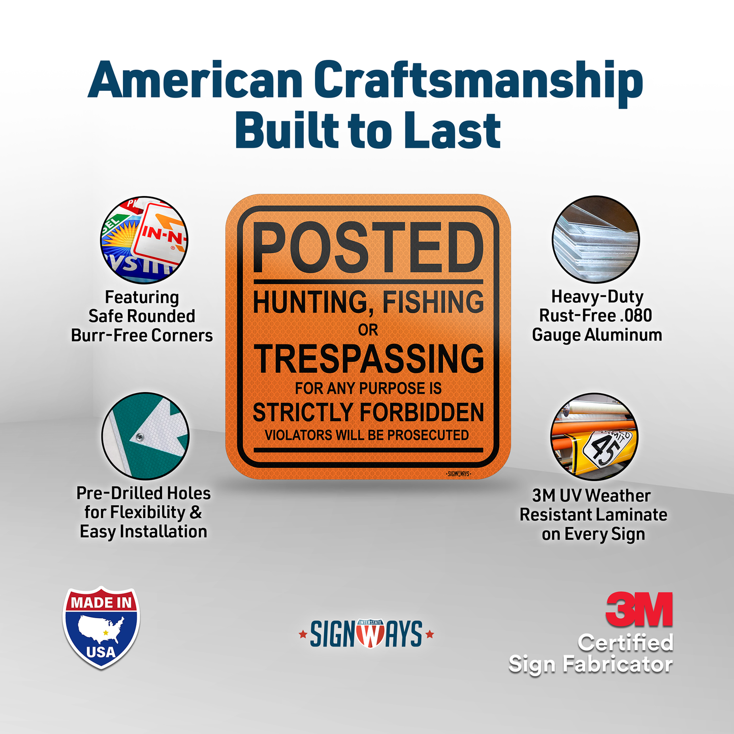 No Hunting or Trespassing Signs, No Fishing Signs | Orange / Black 12x12”