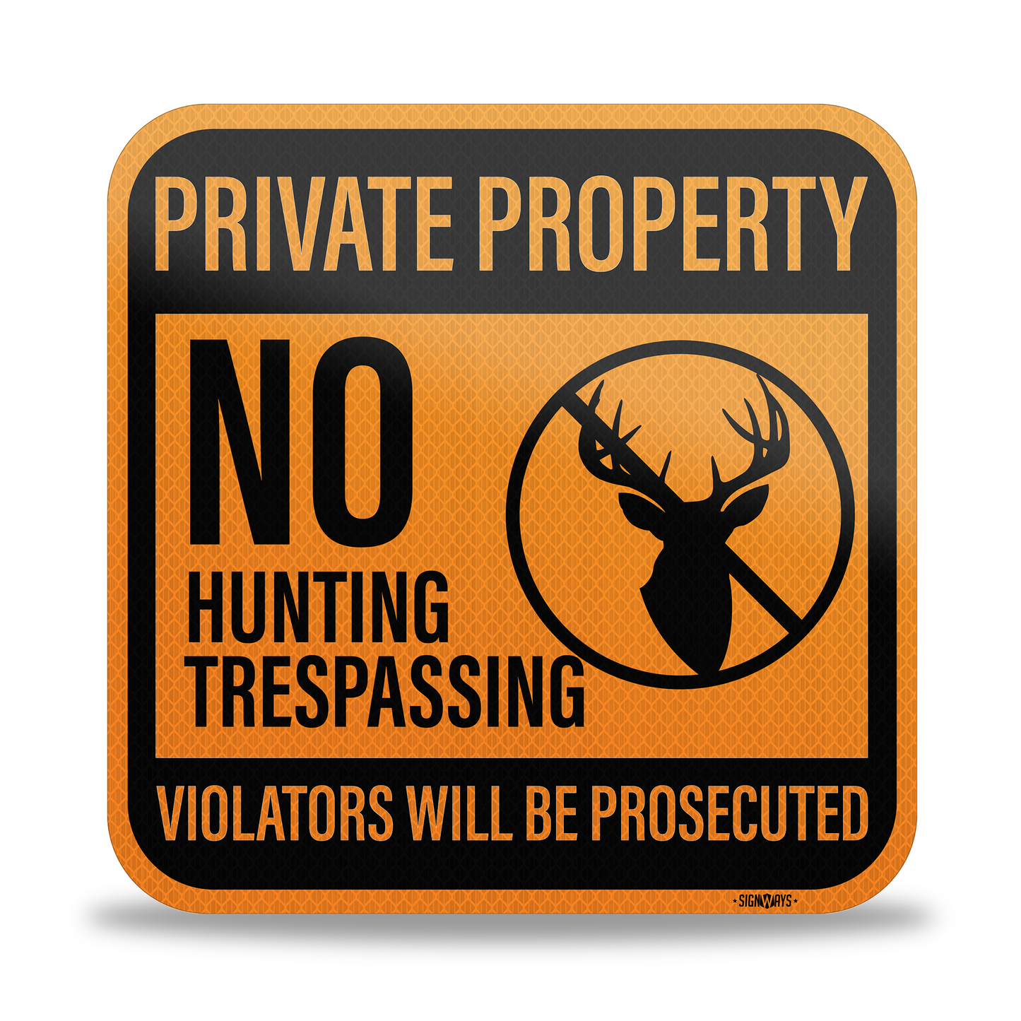 Private Property Signs, No Hunting Trespassing Signs | 3M Aluminum Orange 12x12”