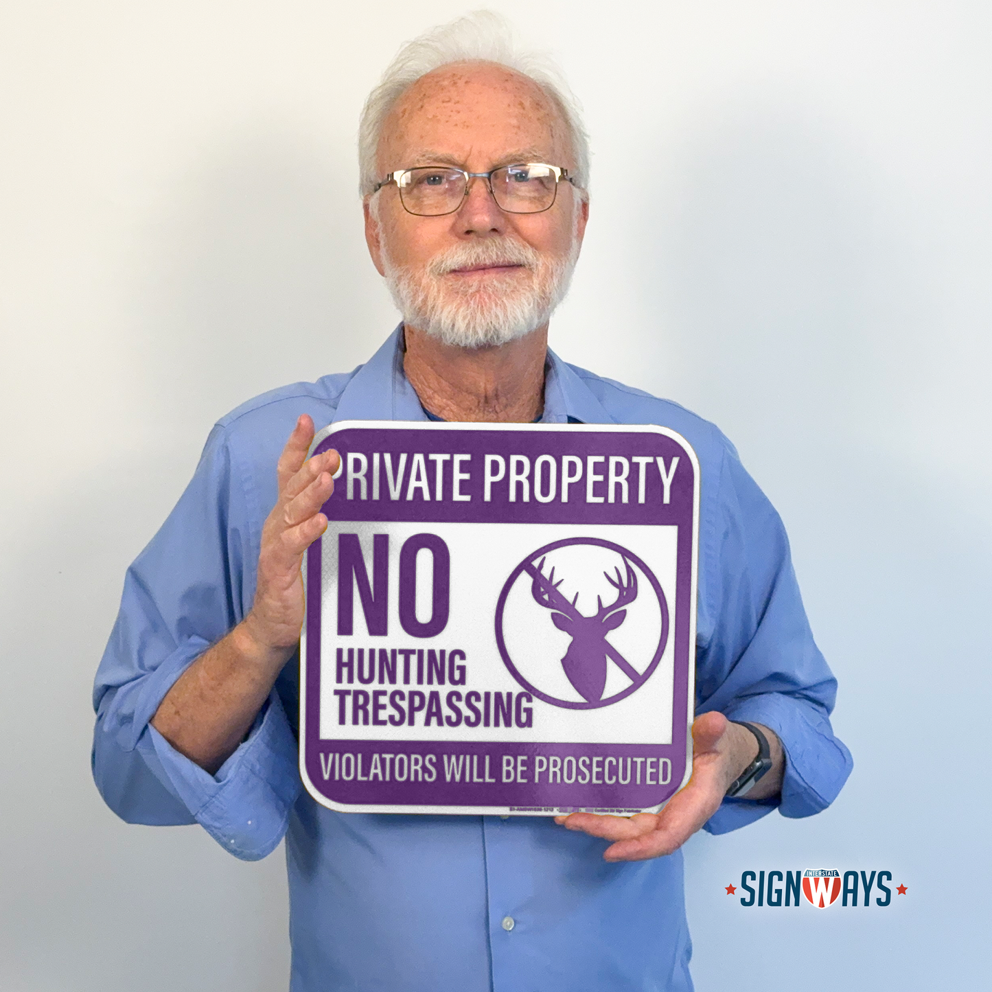 Private Property Signs, No Hunting Trespassing Signs | 3M Aluminum Purple 12x12”