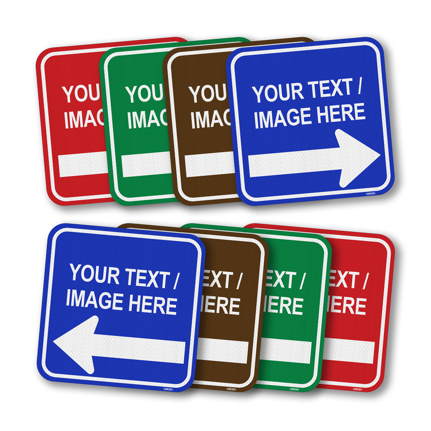 Arrow Signs Outdoor, Custom Square Reflective | Color Font, Left Right Arrow 12x12”