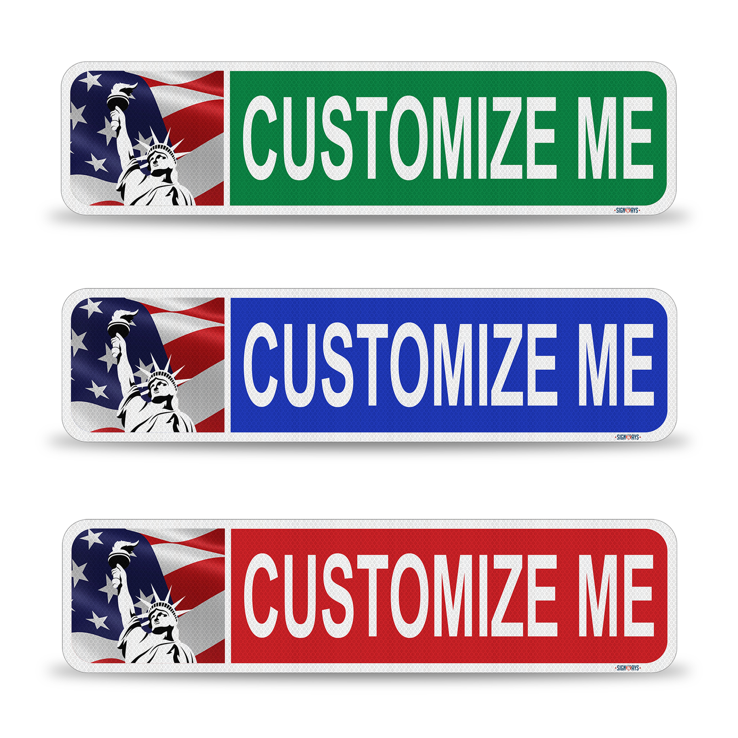 Street Signs Customized Liberty Flag | Personalized Street Sign | Color, Symbol, Font, Words 24x6”