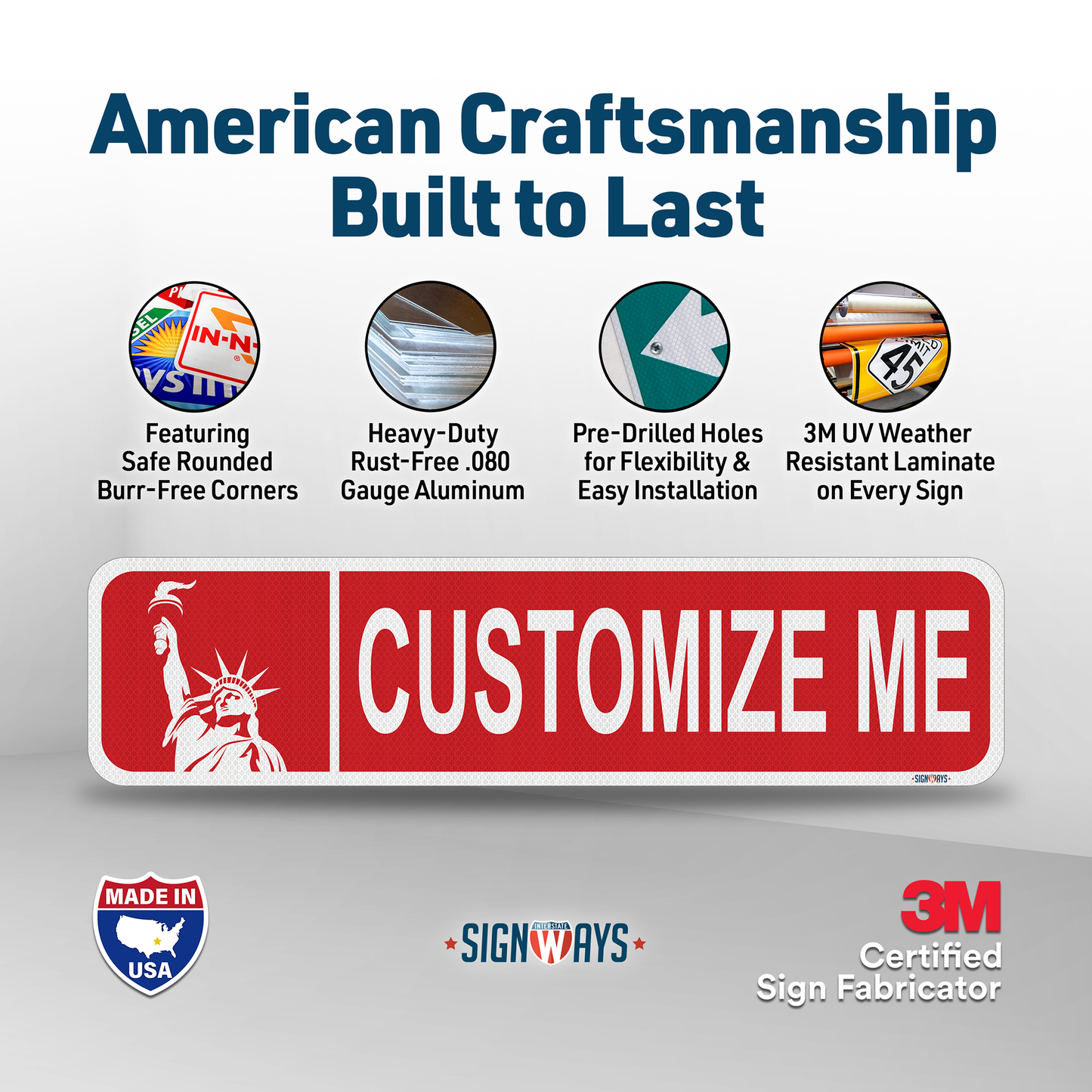 Street Signs Customized Statue of Liberty | Personalized Street Sign | Color, Symbol, Font, Words, Single-Sided 24x6”