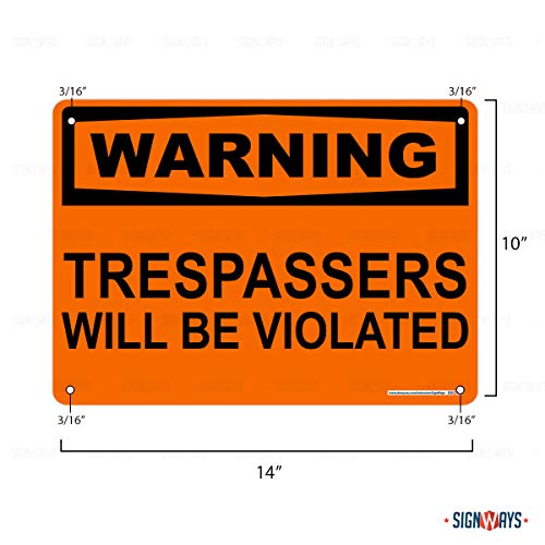 Warning, Trespassers Will Be Violated Sign