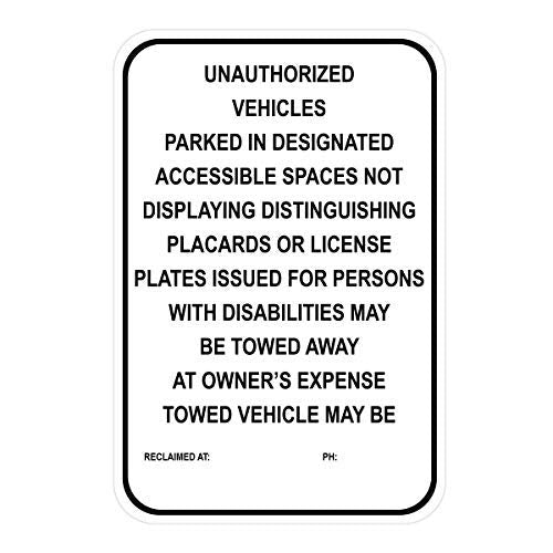 Unauthorized Vehicles Handicap Towed Sign