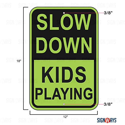Slow Down Kids Playing Sign