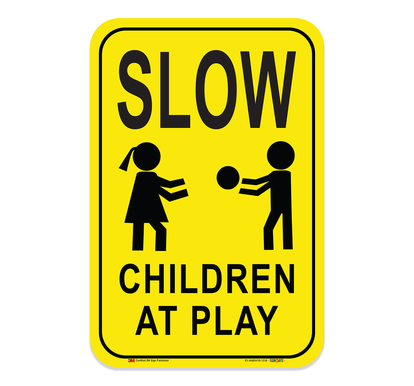 Slow Down Children Playing Sign