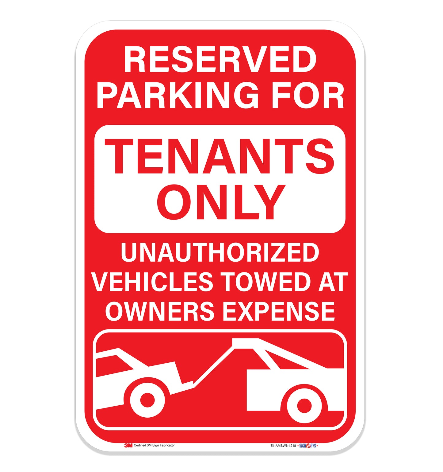 Reserved Parking For Tenants Only Sign