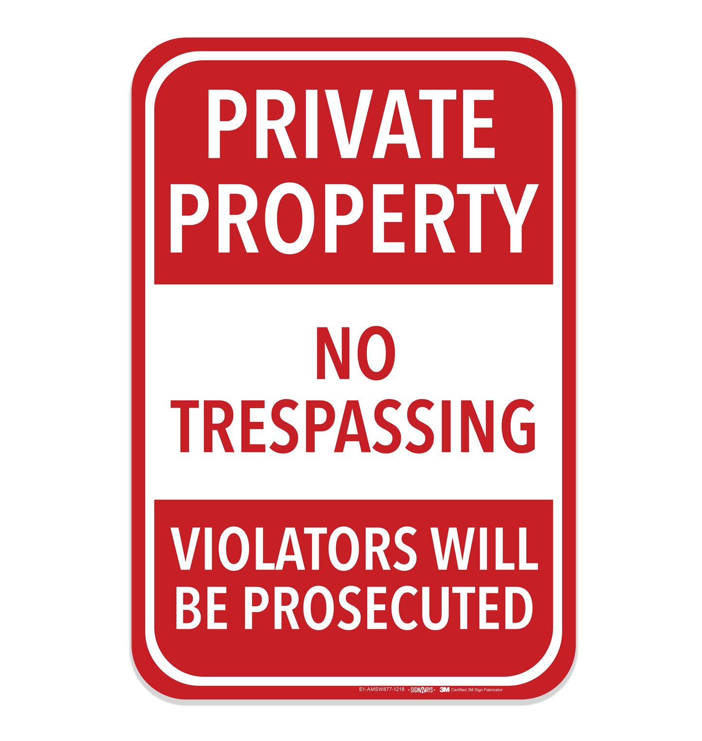 Private Property No Trespassing Vertical Sign