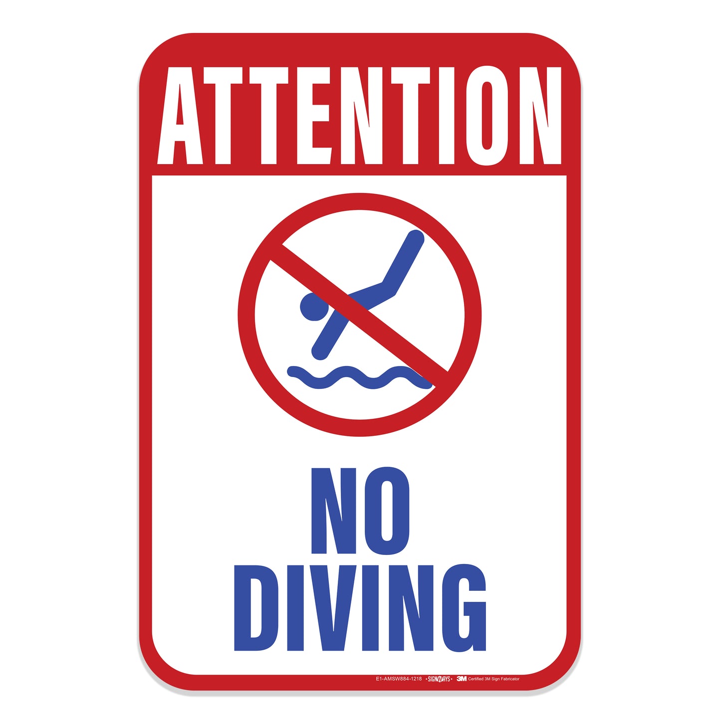 Attention No Diving Sign
