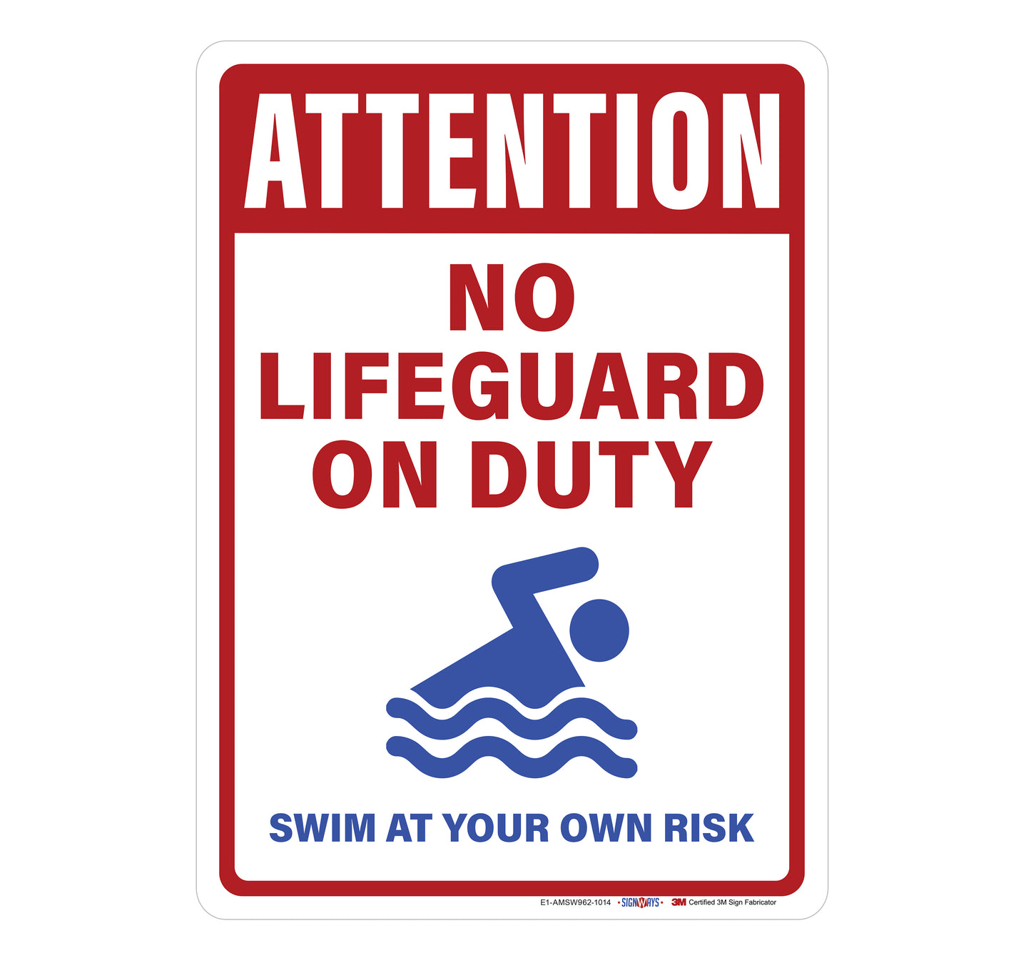 No Lifeguard on Duty Sign