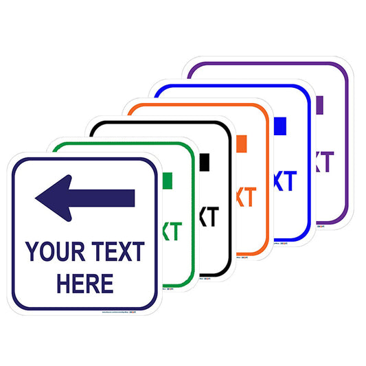 Customizable (Top) Left Arrow with White Background Square Sign