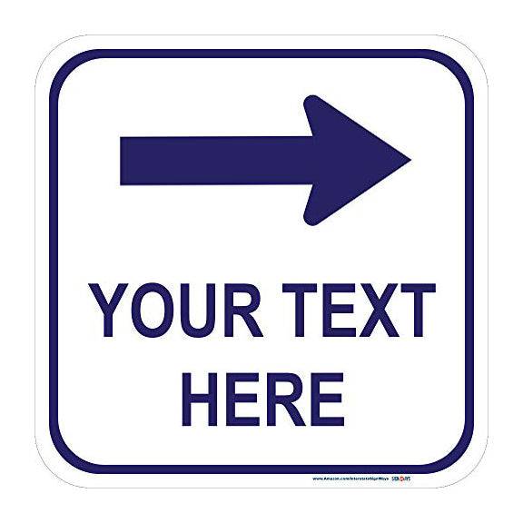 Customizable (Top) Right Arrow with White Background Square Sign