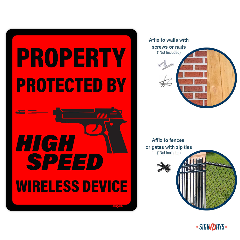 Property Protected By High Speed Wireless Device, Second Amendment Sign