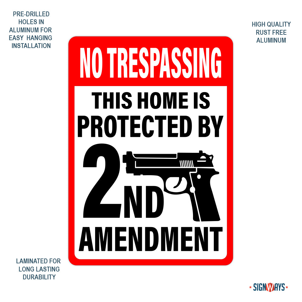 No Trespassing, This Home Is Protected By 2nd Amendment Sign