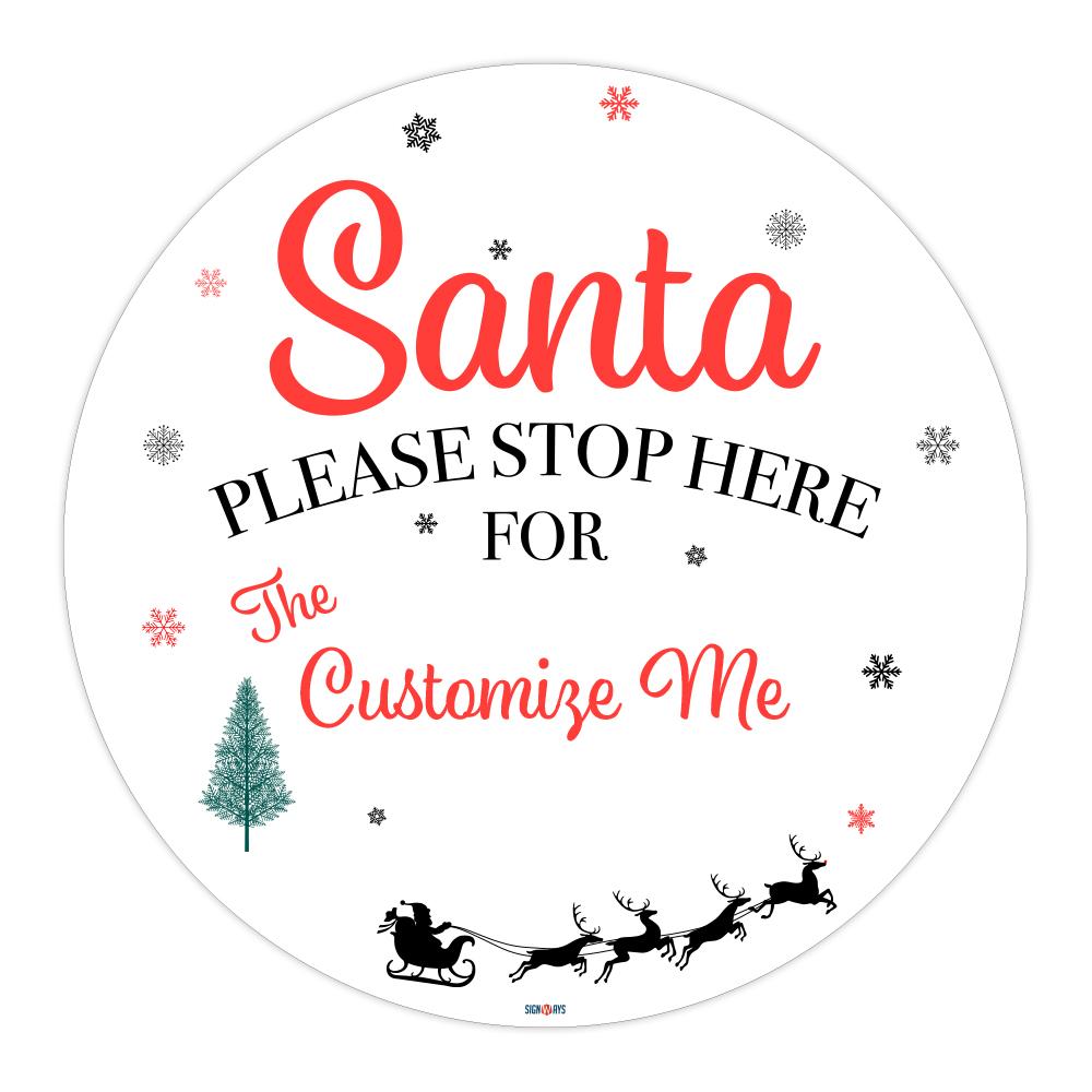 Personalized / Customizable Santa Stop Here Traditional Holiday Yard Sign Kit