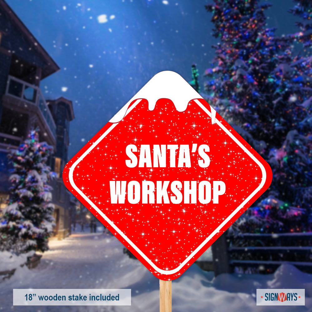 Snowy Santas Workshop Sign