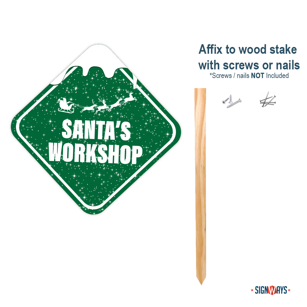 Snowy Santa's Workshop Sign