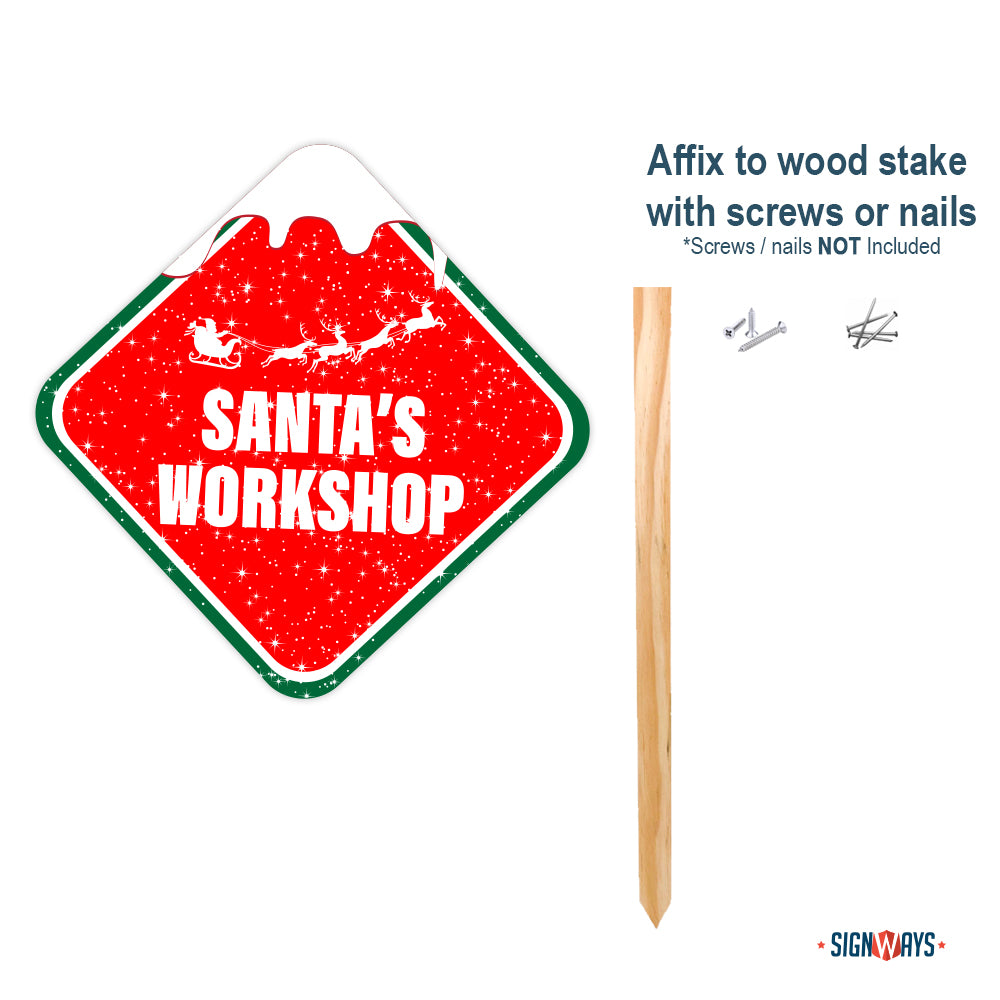 Snowy Santa's Workshop Sign