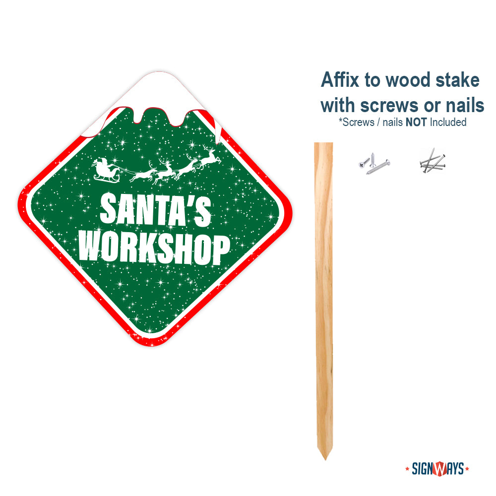 Snowy Santa's Workshop Sign