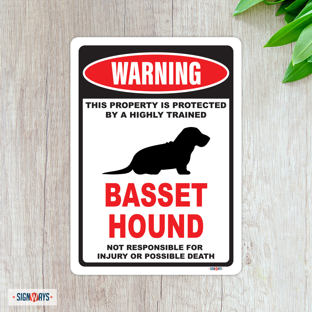 Beware of Basset Hound Dog Sign