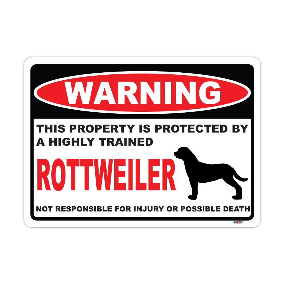 Warning! This Property Is Protected By Rottweiler Sign