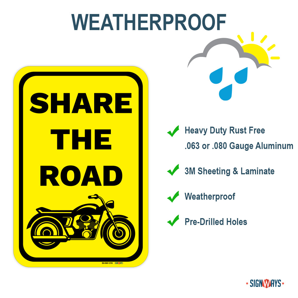 Share The Road (Cruiser Motorcycle Image) Sign