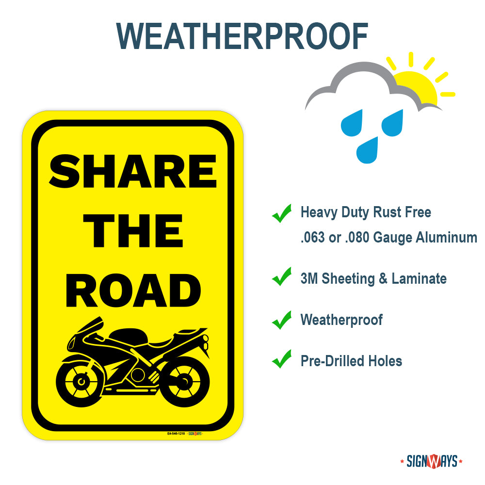 Share The Road (Sports Motorcycle Image) Sign