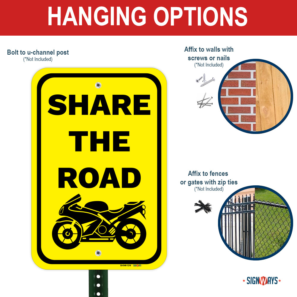 Share The Road (Sports Motorcycle Image) Sign