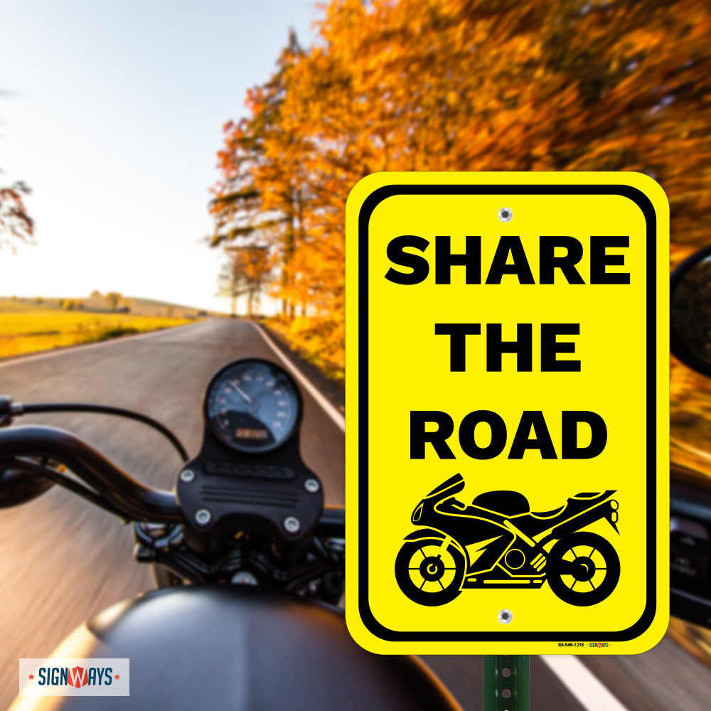 Share The Road (Sports Motorcycle Image) Sign