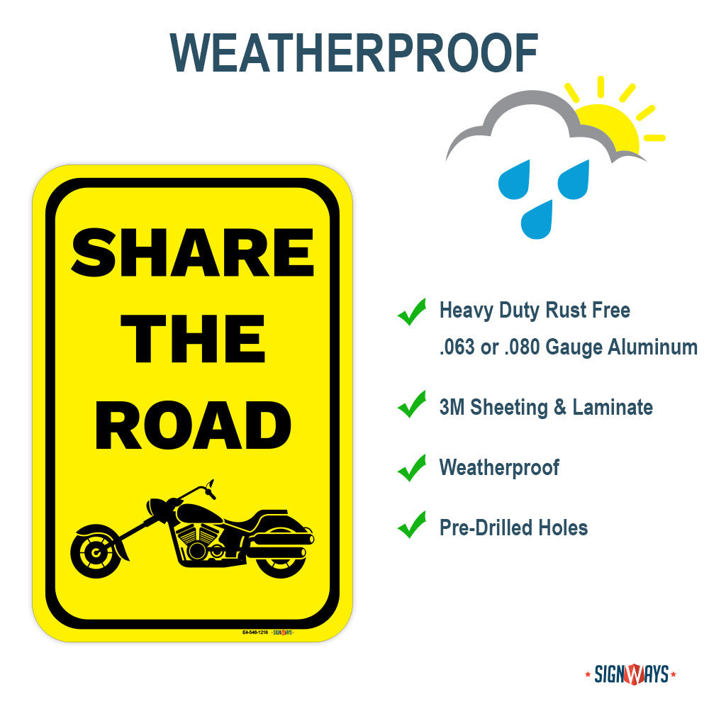 Share The Road (Chopper Motorcycle Image) Sign