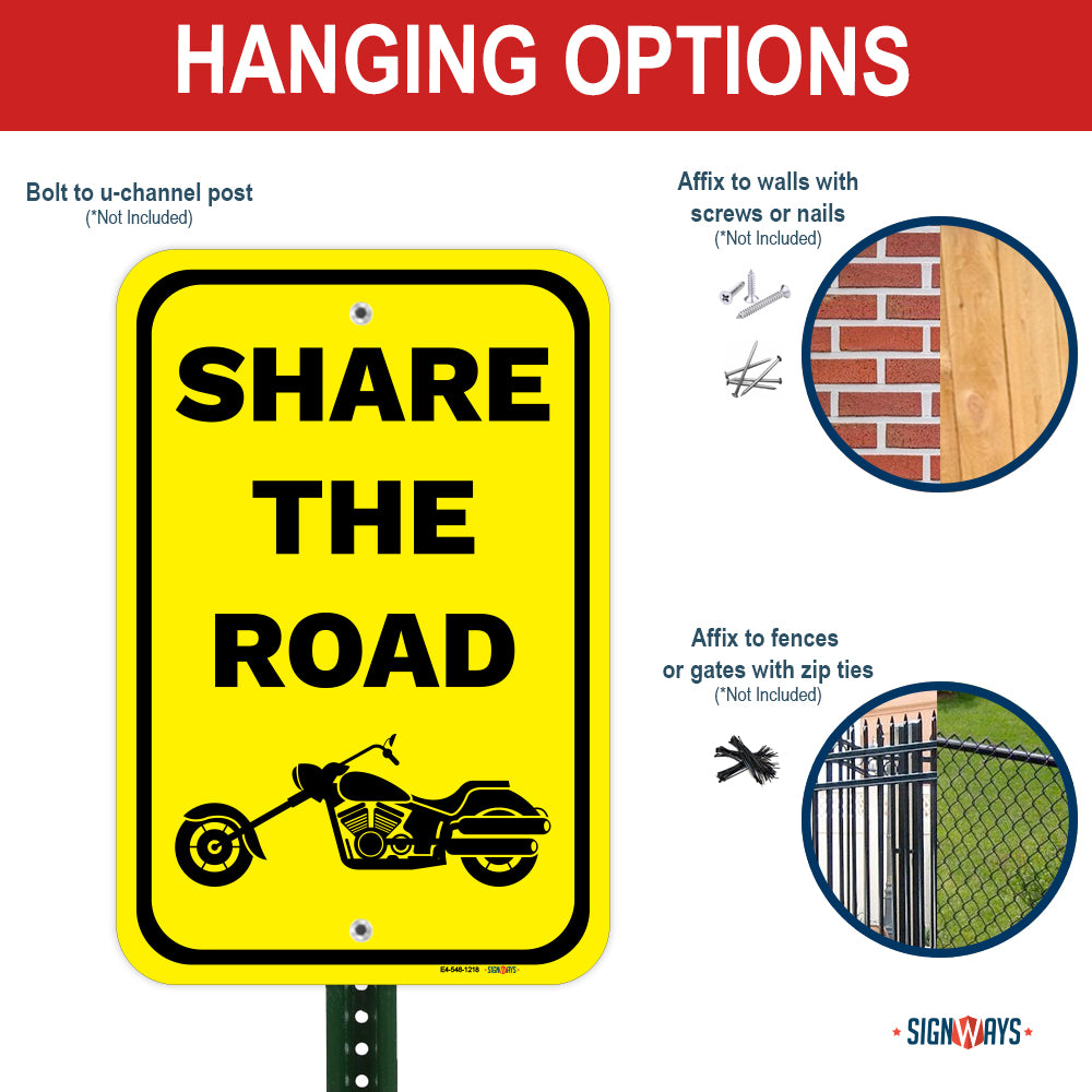 Share The Road (Chopper Motorcycle Image) Sign