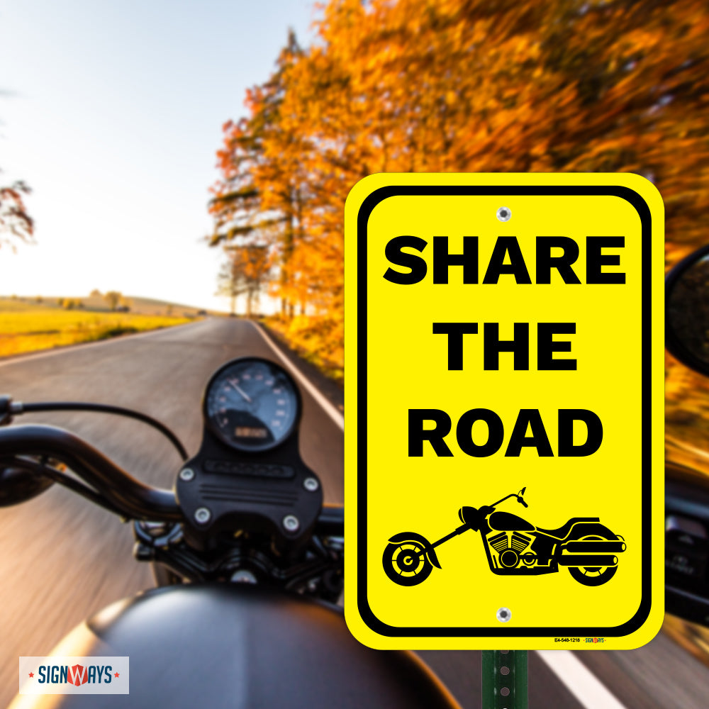 Share The Road (Chopper Motorcycle Image) Sign