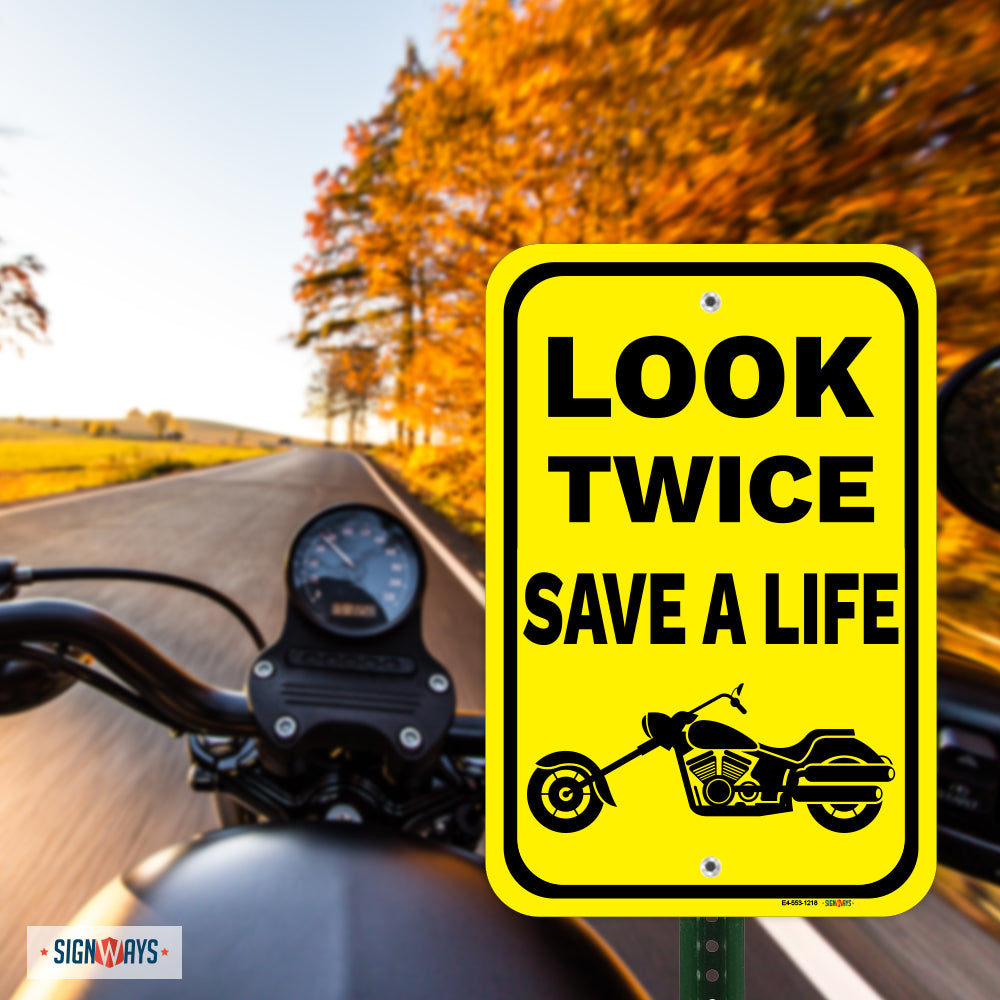 Look Twice, Save A Life (Chopper Motorcycle Image) Sign